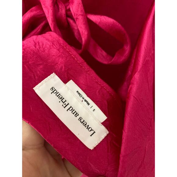 Lovers & Friends Azusa Mini Dress Square Neck Puff Sleeve Hot Berry Pink EUC S - Picture 6 of 8